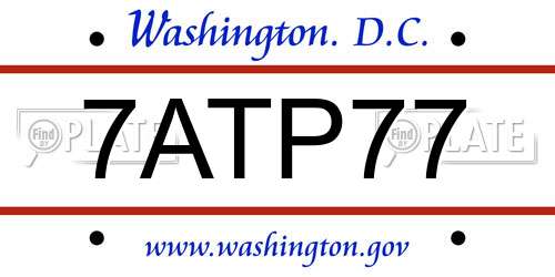 7ATP77 District Of Columbia License Plate
