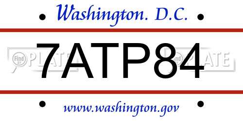 7ATP84 District Of Columbia License Plate