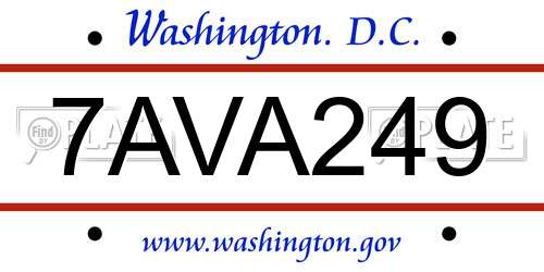 7AVA249 District Of Columbia License Plate
