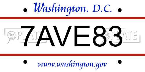 7AVE83 District Of Columbia License Plate