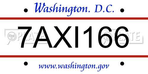 7AXI166 District Of Columbia License Plate
