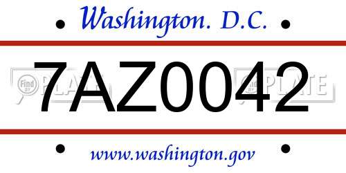 7AZ0042 District Of Columbia License Plate