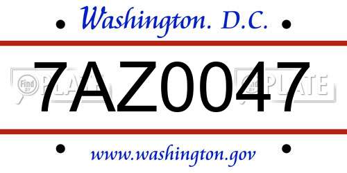 7AZ0047 District Of Columbia License Plate