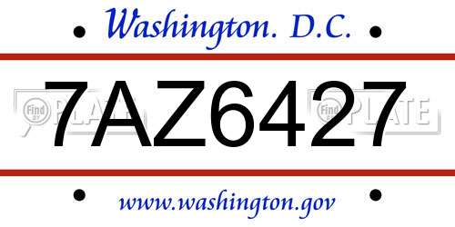 7AZ6427 District Of Columbia License Plate
