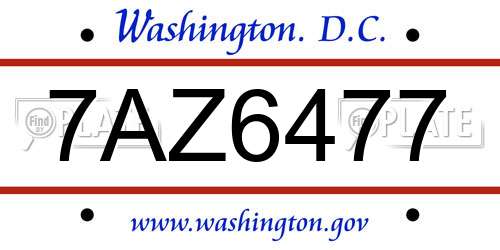 7AZ6477 District Of Columbia License Plate