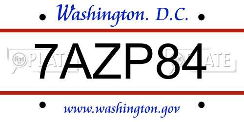7AZP84 District Of Columbia License Plate