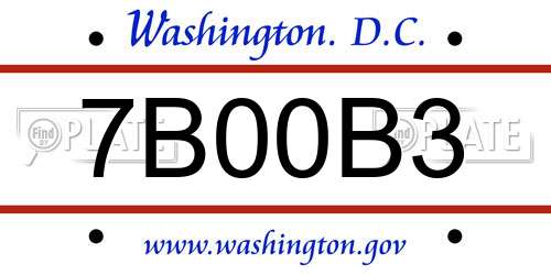 7B00B3 District Of Columbia License Plate