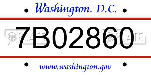 7B02860 District Of Columbia License Plate