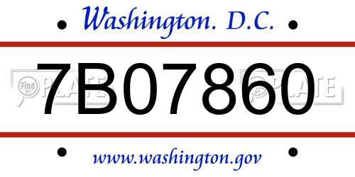 7B07860 District Of Columbia License Plate