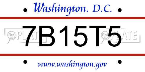 7B15T5 District Of Columbia License Plate