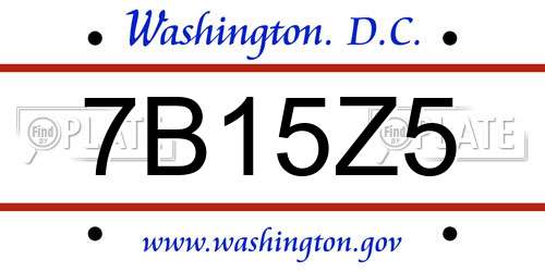 7B15Z5 District Of Columbia License Plate