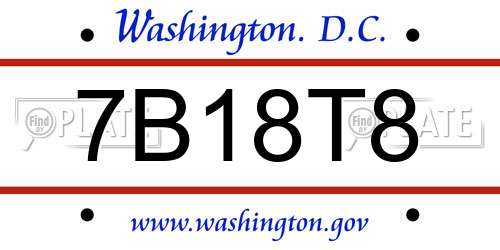 7B18T8 District Of Columbia License Plate