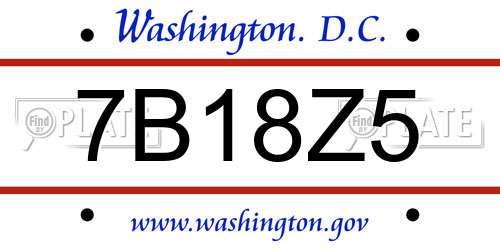 7B18Z5 District Of Columbia License Plate