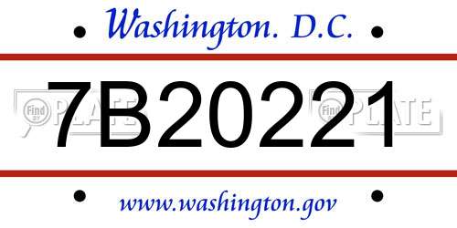 7B20221 District Of Columbia License Plate