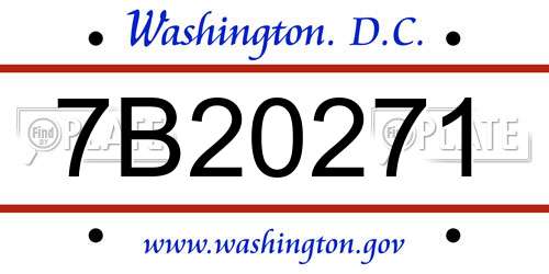 7B20271 District Of Columbia License Plate
