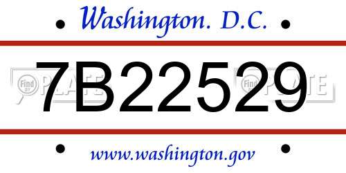 7B22529 District Of Columbia License Plate