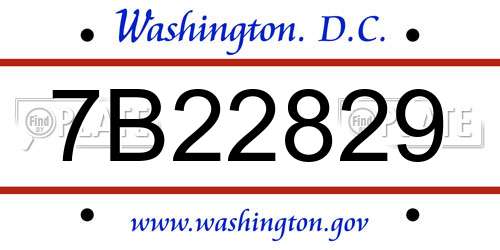 7B22829 District Of Columbia License Plate