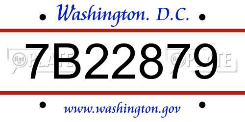 7B22879 District Of Columbia License Plate