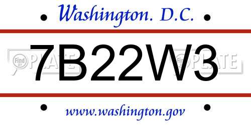 7B22W3 District Of Columbia License Plate