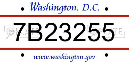 7B23255 District Of Columbia License Plate