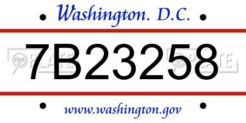 7B23258 District Of Columbia License Plate
