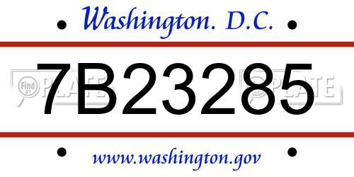 7B23285 District Of Columbia License Plate