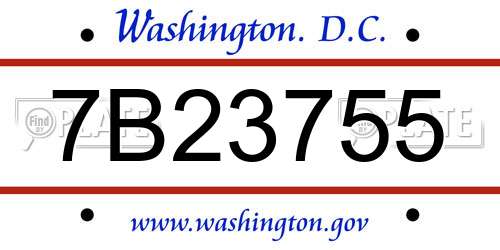 7B23755 District Of Columbia License Plate
