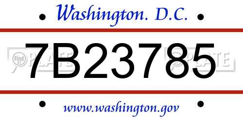 7B23785 District Of Columbia License Plate