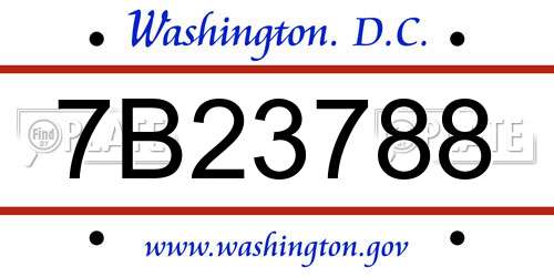 7B23788 District Of Columbia License Plate
