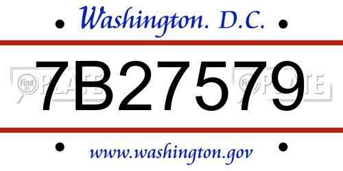 7B27579 District Of Columbia License Plate