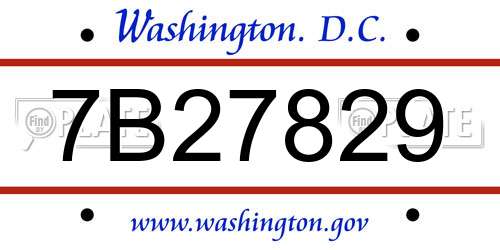 7B27829 District Of Columbia License Plate