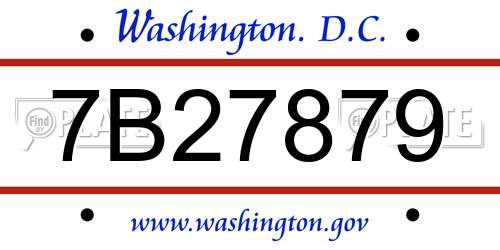 7B27879 District Of Columbia License Plate