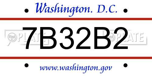 7B32B2 District Of Columbia License Plate