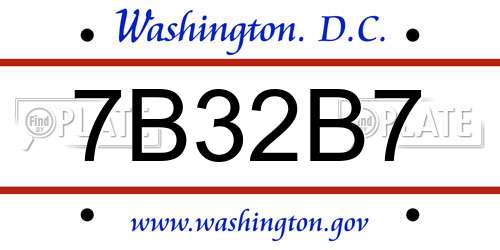 7B32B7 District Of Columbia License Plate