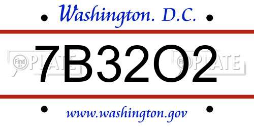 7B32O2 District Of Columbia License Plate