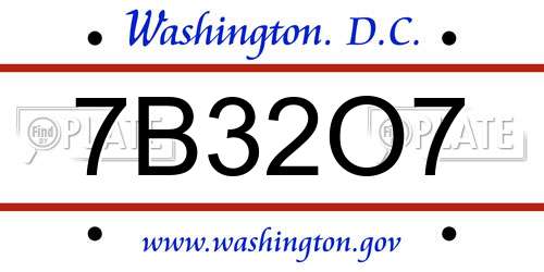 7B32O7 District Of Columbia License Plate