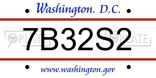 7B32S2 District Of Columbia License Plate