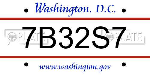 7B32S7 District Of Columbia License Plate