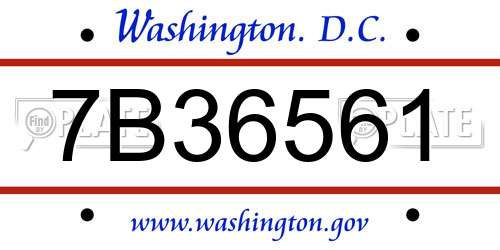 7B36561 District Of Columbia License Plate