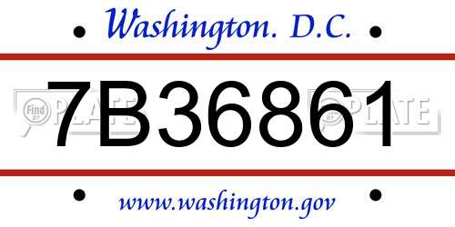 7B36861 District Of Columbia License Plate