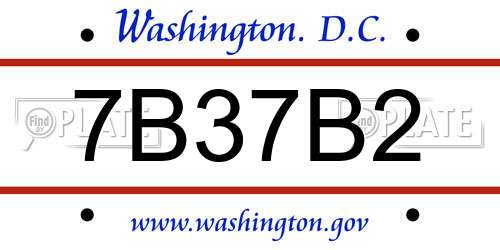 7B37B2 District Of Columbia License Plate