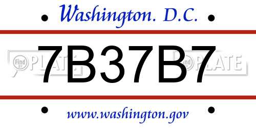 7B37B7 District Of Columbia License Plate