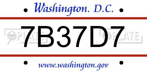 7B37D7 District Of Columbia License Plate