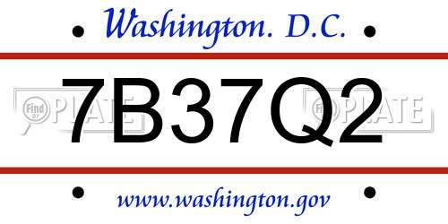 7B37Q2 District Of Columbia License Plate