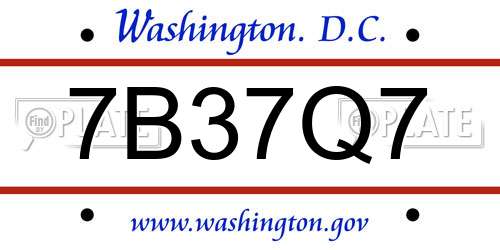 7B37Q7 District Of Columbia License Plate