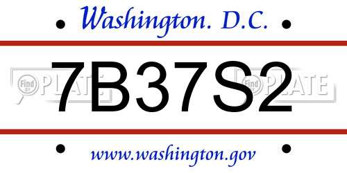 7B37S2 District Of Columbia License Plate