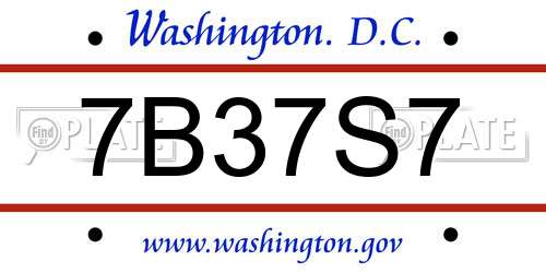 7B37S7 District Of Columbia License Plate
