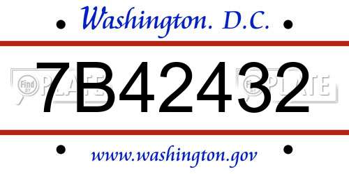 7B42432 District Of Columbia License Plate