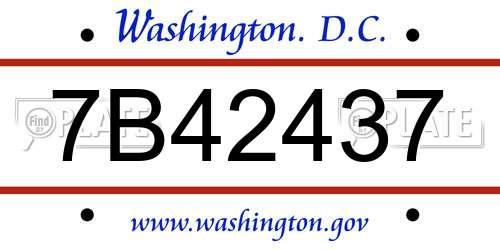 7B42437 District Of Columbia License Plate