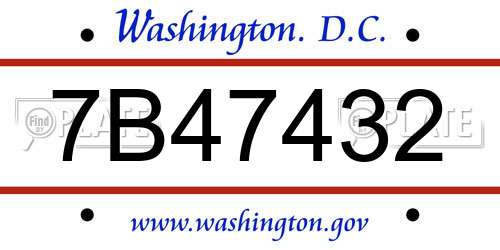 7B47432 District Of Columbia License Plate